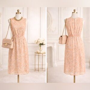 Easter Dress- BRAND NEW WITH TAGS! Sleeveless Peach Floral Midi Dress